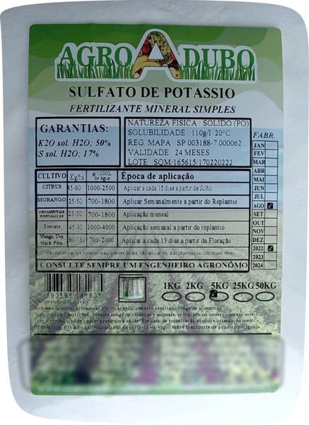 Imagem de Fertilizante Sulfato De Potassio 25kg Hidroponia Soluvel