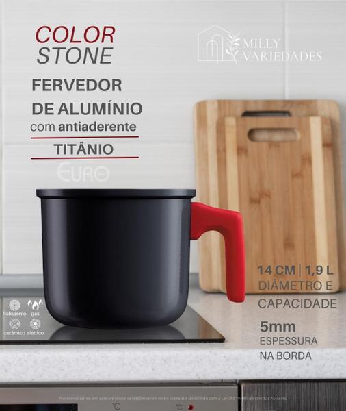 Imagem de Fervedor Leiteira 1,9 Litros Colorstone Titânio Indução 10 cm Euro Home