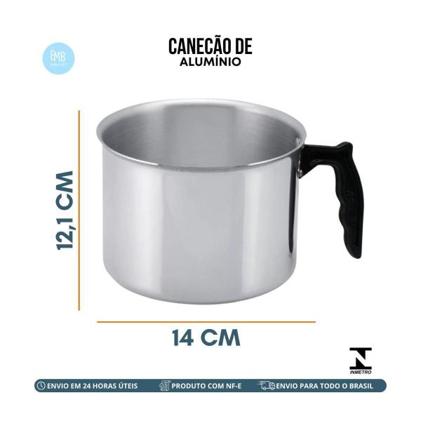 Imagem de Fervedor Leiteira De Aluminio Canecao 14Cm Com Cabo Plastico