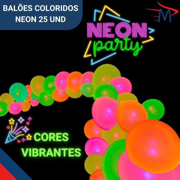 Imagem de Festa Estampa kit Com Chapéus Balões Neon e Colares 45 peças