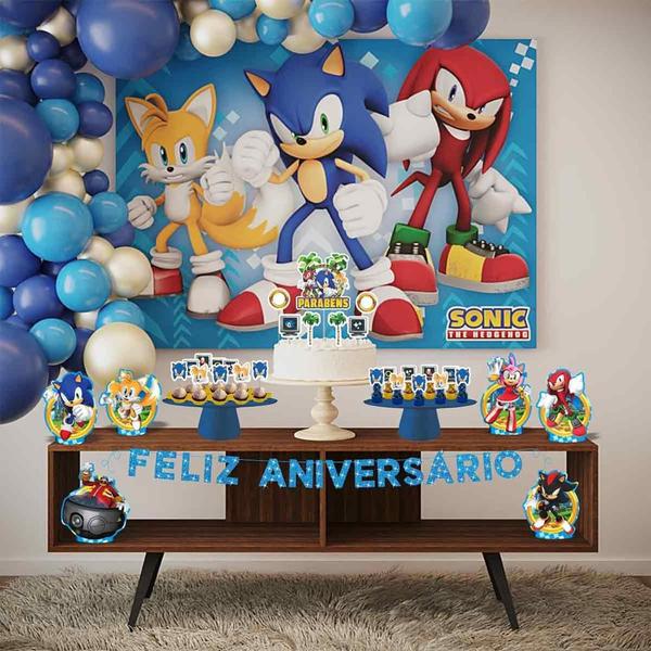 Imagem de Festa Sonic kit Decoração Aniversário Fácil com 39 Peças