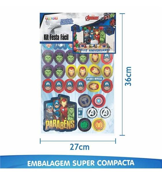Festa Super Herois Vingadores Kit Aniversário Fácil em EVA com 39 Peças - Piffer Imagem de Festa Super Herois Vingadores Kit Aniversário Fácil em EVA com 39 Peças