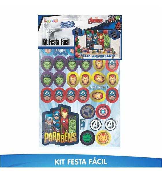 Festa Super Herois Vingadores Kit Aniversário Fácil em EVA com 39 Peças - Piffer Imagem de Festa Super Herois Vingadores Kit Aniversário Fácil em EVA com 39 Peças