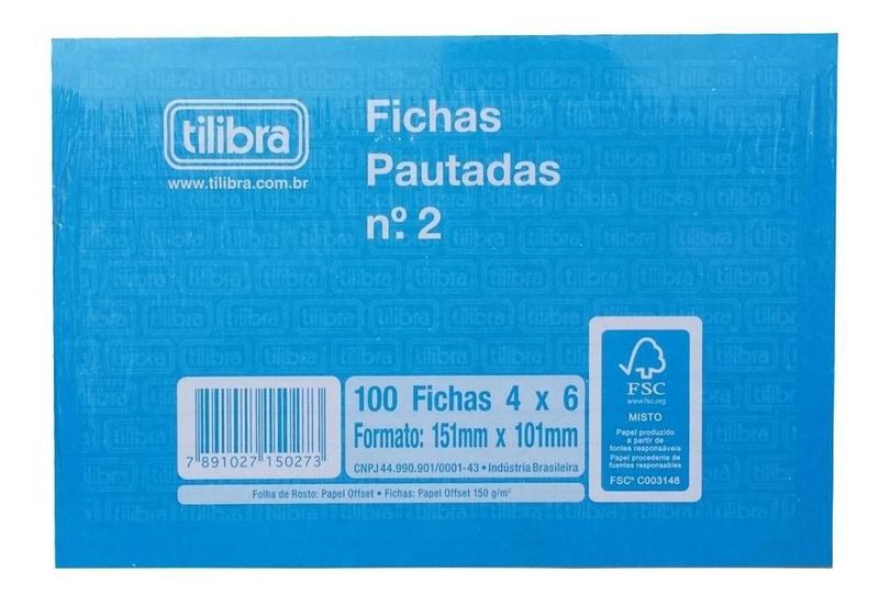 Imagem de Ficha Pautada 4X6 Nº2 - C/100 Fls Tilibra Un