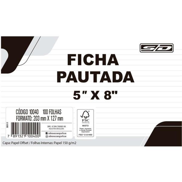 Imagem de Ficha Pautada 5X8 12,7X20,3CM