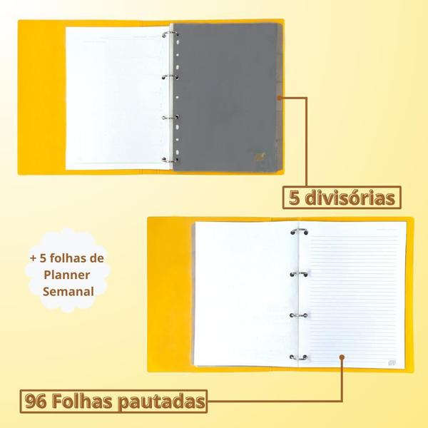 Imagem de Fichário Caderno Argolado A4 Yes Cores + Refil 96Fls