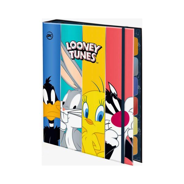 Imagem de Fichário Colegial Caderno Argolado Looney Tunes com Divisórias