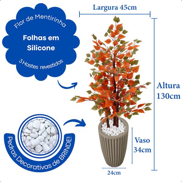 Imagem de Fícus Outonado Planta Figueira Artificial Vaso Decoração