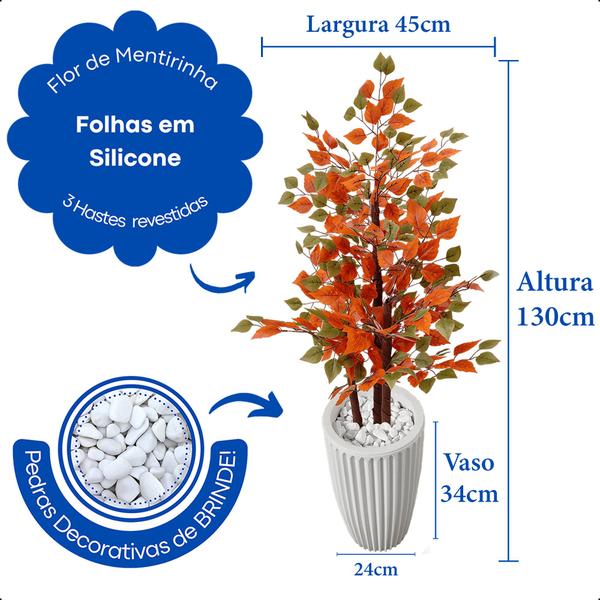 Imagem de Fícus Outonado Planta Figueira Artificial Vaso Decoração