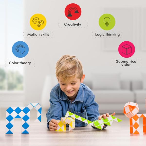 Imagem de Fidget Snake Toy CUBIDI Magic Snake Cube para crianças amarelo