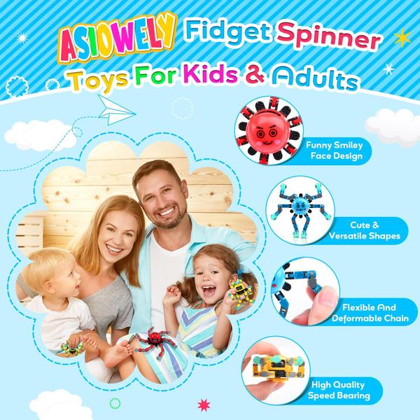 Imagem de Fidget Spinner ASIOWELY transformável para crianças e adultos, 3 unidades