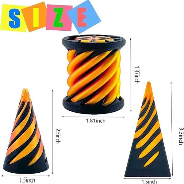 Fidget Toy ajitxalr Impossible Cone Spiral Cone, 3 pacotes Imagem de Fidget Toy ajitxalr Impossible Cone Spiral Cone, 3 pacotes