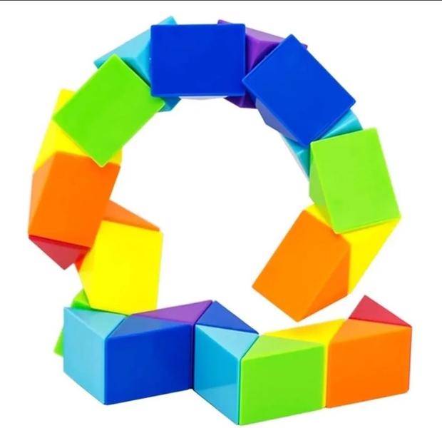 Imagem de Fidget Toy Cubo Mágico Cobra Snake Mágica Régua Infinity Colorido Brinquedo Sensorial