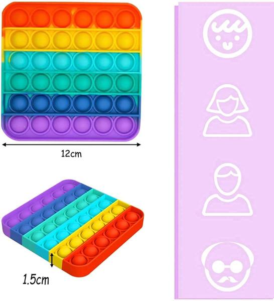 Fidget Toy Easy Anywhere Pop Its Bubble Sensory 2 peças Rainbow Imagem de Fidget Toy Easy Anywhere Pop Its Bubble Sensory 2 peças Rainbow