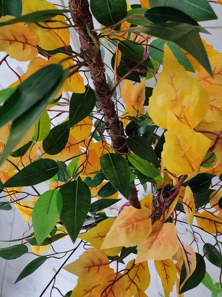 Imagem de Figueira Artificial Ficus Verde Amarelo Vaso Alto Decoração