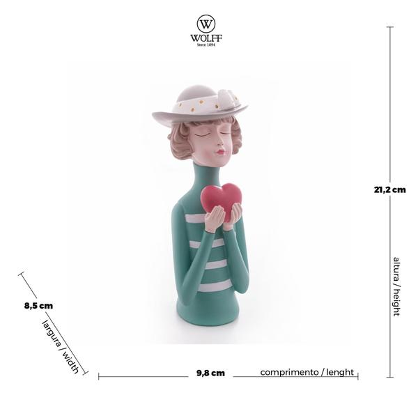 Imagem de Figura Decorativa Resina Boneca Coração 9,5Cm X 23Cm - Wolff