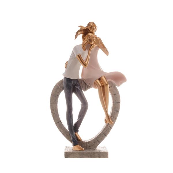 Imagem de Figura Decorativa Royal Resina Casal Dourado 18x8x32cm