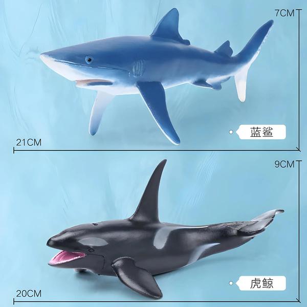 Imagem de Figuras de Ação de Animais Marinhos em PVC para Crianças - Baleia Jubarte, Tubarão, Beluga e Golfinho