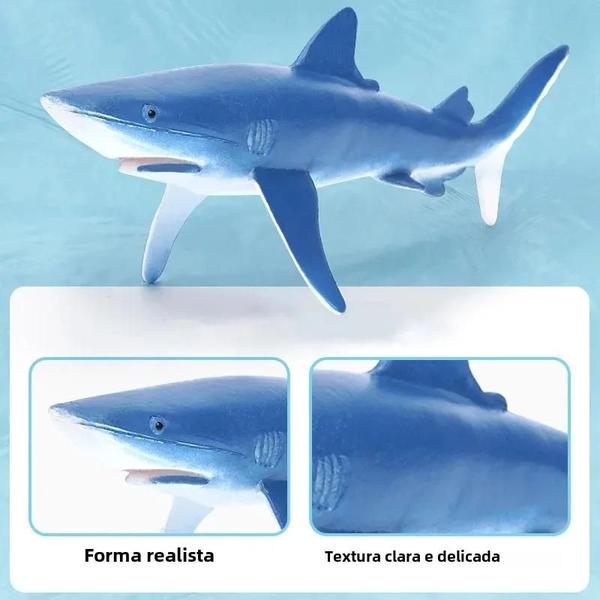 Imagem de Figuras de Ação de Baleia, Tubarão, Golfinho e Martelo - Brinquedos de Animais Marinhos