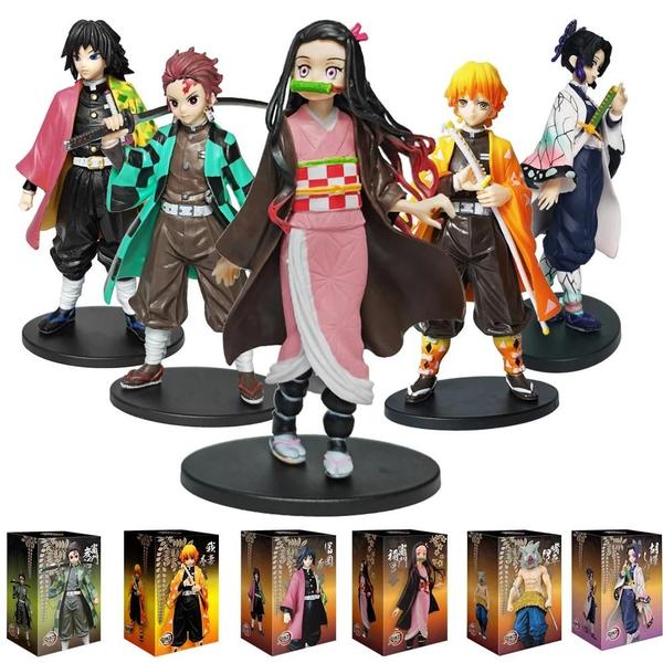 Imagem de Figuras de Ação Demon Slayer - Tanjiro, Nezuko, Zenitsu e Inosuke - PVC