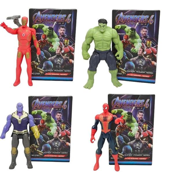 Imagem de Figuras de Ação Marvel Avengers 15cm - Hulk, Homem de Ferro, Capitão América, Thor e Spiderman