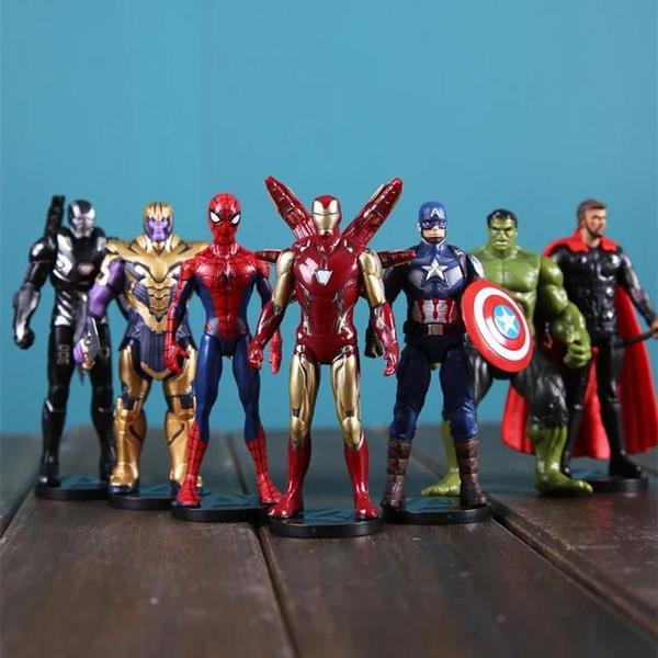 Imagem de Figuras de Ação Marvel Avengers - Homem de Ferro, Homem-Aranha, Thor, Capitão América, Thanos e Hulk