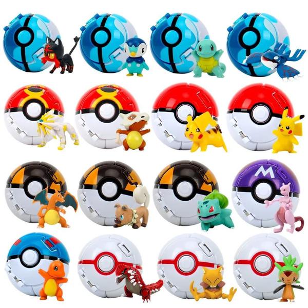 Imagem de Figuras de Ação Pokémon - Pikachu, Charizard, Piplup, Kyogre e Pokebola - Presentes