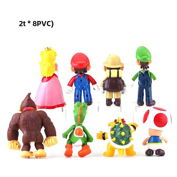 Imagem de Figuras de Ação Super Mario - Luigi, Peach, Bowser, Yoshi e Wario - Brinquedos para Crianças