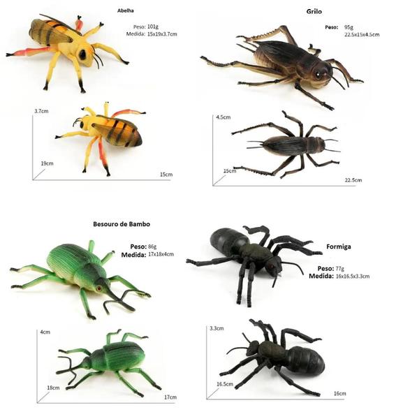 Imagem de Figuras De Insetos De Plástico Realistas Brinquedos Kit 4Un