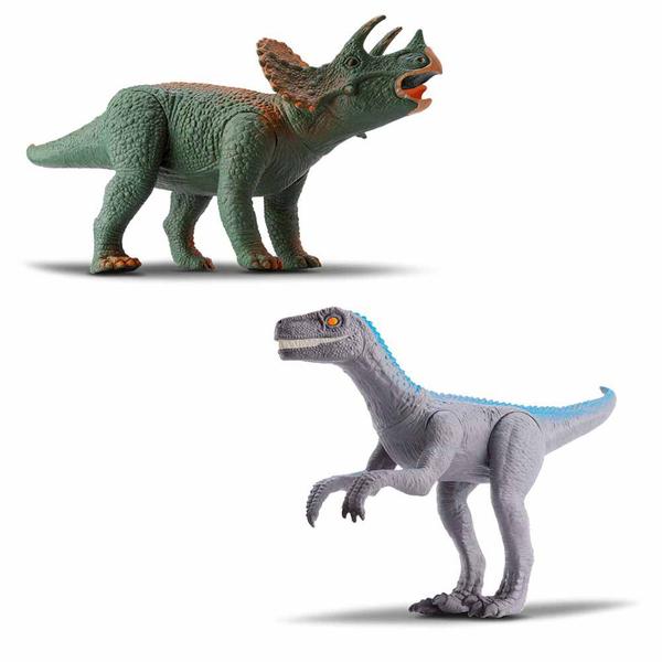 Imagem de Figuras - Dino Island Adventure - Triceratops e Velociraptor - Silmar