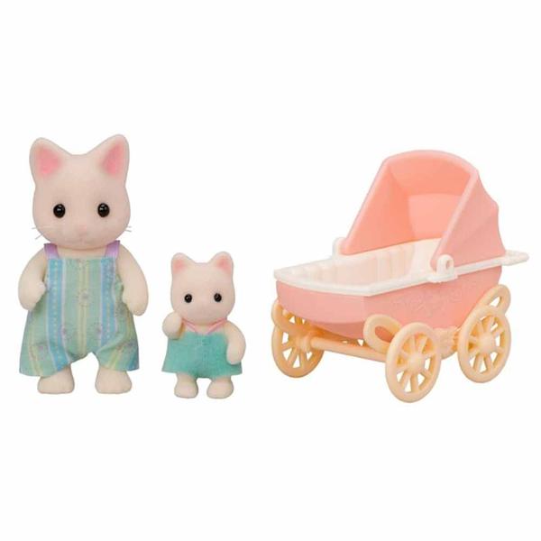 Imagem de Figuras - Sylvanian Families - Carrinho - Bebê e Papai Gatos Primavera - Epoch Magia