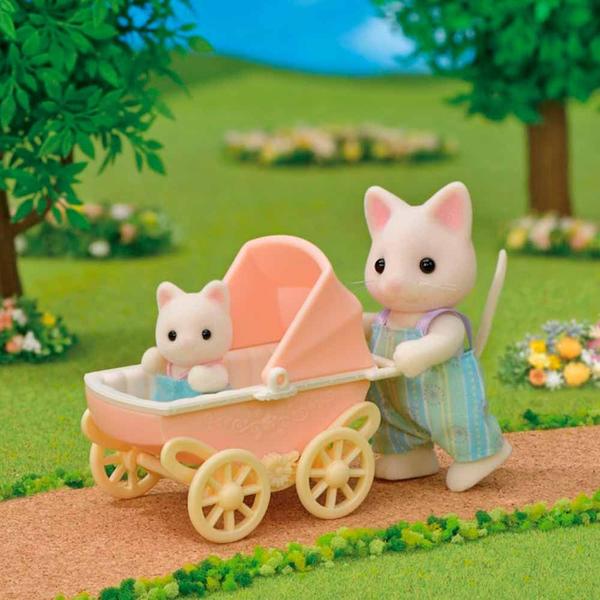 Imagem de Figuras - Sylvanian Families - Carrinho - Bebê e Papai Gatos Primavera - Epoch Magia