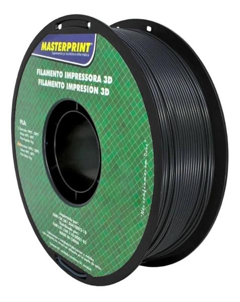 Imagem de Filamento Impressora, Masterprint, ABS Premium, 3D, Preto, 1,75 mm, Rolo de 1 kg