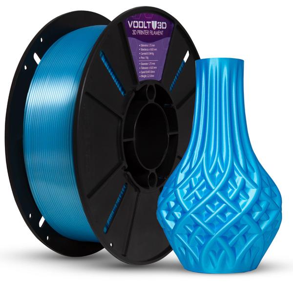 Imagem de Filamento PLA Azul Sky V-Silk Premium 1Kg, 1,75mm, Para Impressora 3D - Voolt3D Oficial