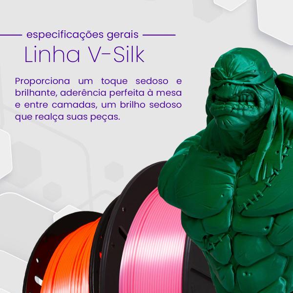 Imagem de Filamento PLA Salmão Neon V-Silk Premium 1Kg, 1,75mm, Para Impressora 3D - Voolt3D Oficial