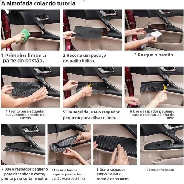 Imagem de Filme de Vinil Fibra de Carbono para Carro - Autoadesivo, Anti-Riscos e Decorativo