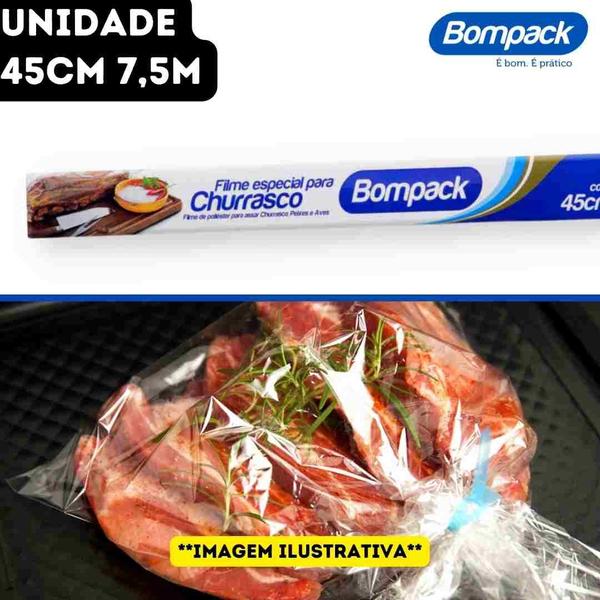 Imagem de Filme Especial para Churrasco Celofane Poliéster Bompack - 45cm x 7,5m - Unidade