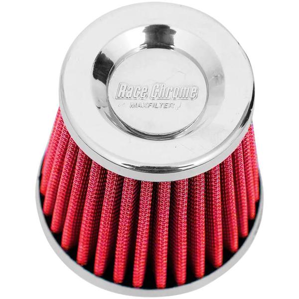 Imagem de Filtro Ar Esportivo Cônico Alto Mono Fluxo Base Rígida Race Chrome 62mm Vermelho RC027