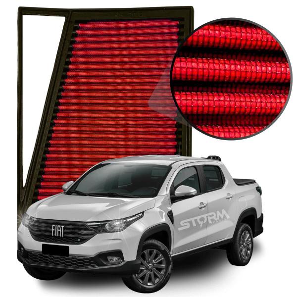 Imagem de Filtro Ar Esportivo Fiat Strada 1.3 Firely Ano 2020 A 2024 Volcano Plus cabine dupla simples Ranch Freedom Opening Edition lavável