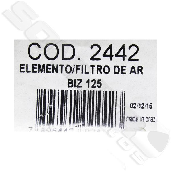 Imagem de Filtro Ar Honda Biz 125 2006 A 2010 Espuma Valflex