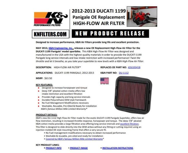 Filtro Ar K&n Ducati Multistrada 1260 PIKES PEAK 2021-2022 Imagem de Filtro Ar K&n Ducati Multistrada 1260 PIKES PEAK 2021-2022