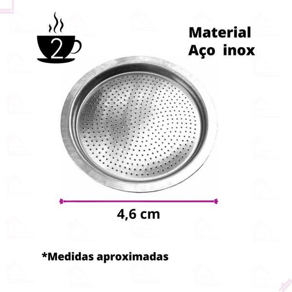 Imagem de Filtro Cafeteira Italiana inox 2 Xícaras Com Anel Vedação De Silicone