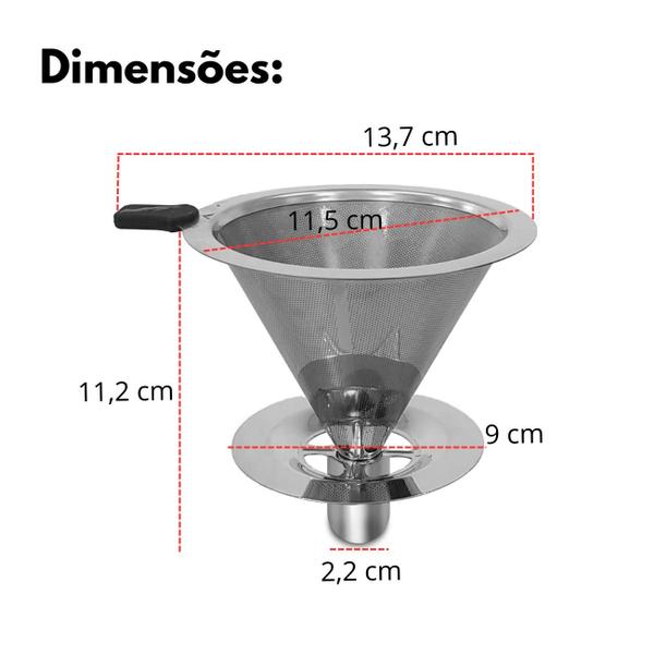 Imagem de Filtro Coador De Café Aço Inox Reutilizável Sem Usar Papel Unitermi