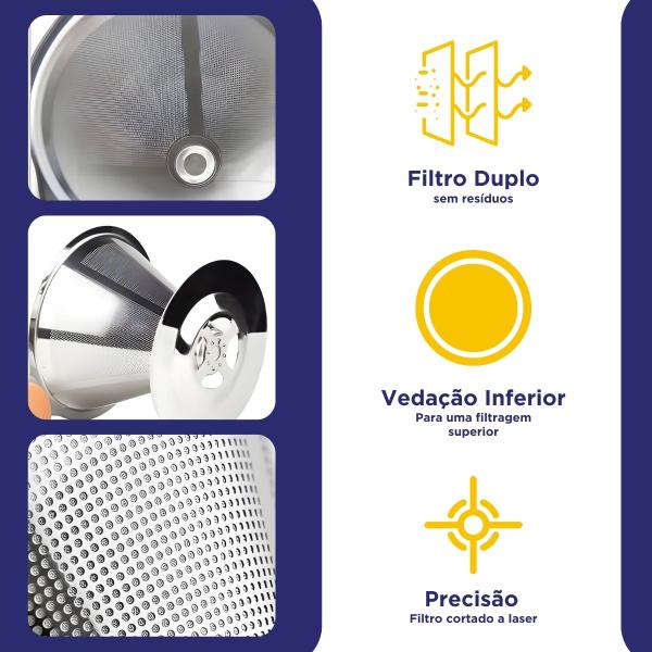 Imagem de Filtro Coador De Café Inox - Peneira Aço Reutilizável Sem Uso De Papel - Nybc