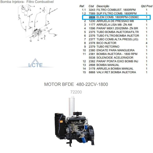 Imagem de Filtro Combustível P/Motor BFDE 485-27CV-1800 Buffalo 2839