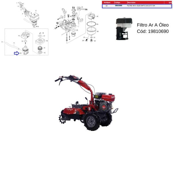 Imagem de Filtro De Ar A Óleo Motor B4T 5.5/6.5/7.0/7.5hp - 19810690