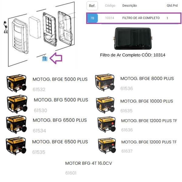 Filtro de Ar Completo CÓD: 10314 P/Motor Estacionário 16.0cv - Buffalo Imagem de Filtro de Ar Completo CÓD: 10314 P/Motor Estacionário 16.0cv