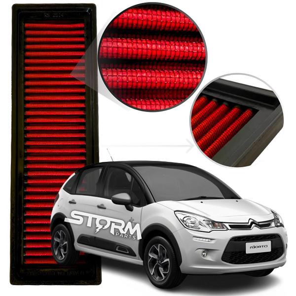 Filtro De Ar Esportivo Citroen C3 1.6 16V Flex 2006 A 2022 - Rs Filter Tendance Attraction Imagem de Filtro De Ar Esportivo Citroen C3 1.6 16V Flex 2006 A 2022