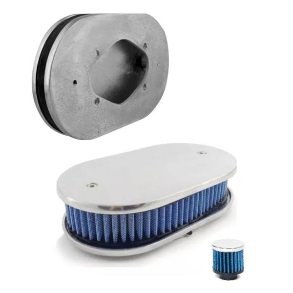 Filtro De Ar Esportivo Marmita AZUL Carburador Solex H34 - DISKSCAP Imagem de Filtro De Ar Esportivo Marmita AZUL Carburador Solex H34