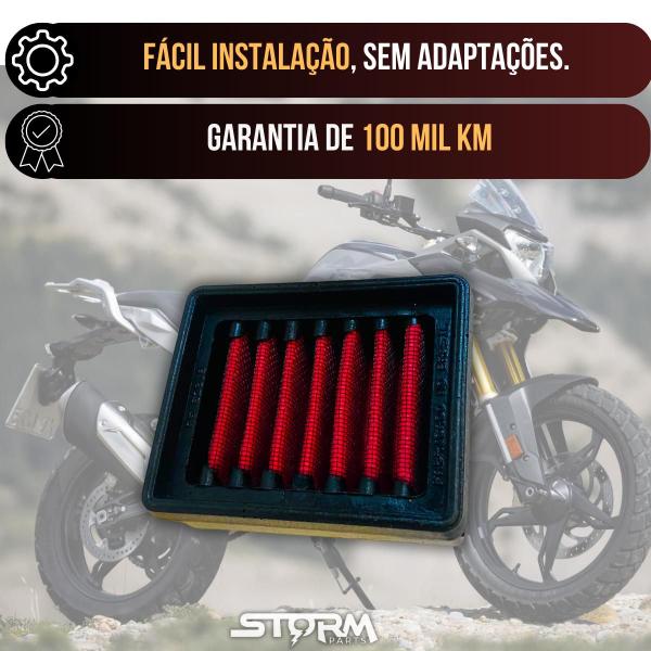 Imagem de Filtro de Ar Esportivo Moto Bmw GS310R Ano 2018 a 2022 GS 310 Lavável Reutilizável Potencia remap